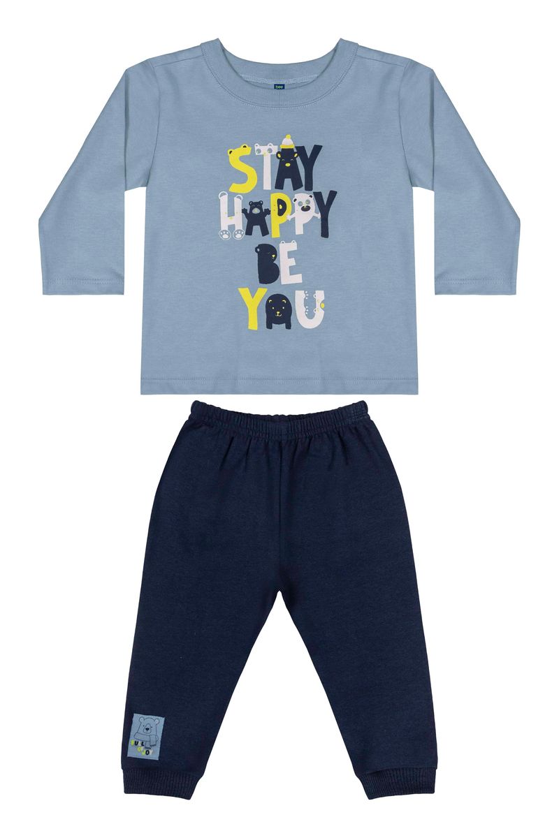 Conjunto-Camiseta-e-Calca-Bebe-Menino--Azul--Bee-Loop