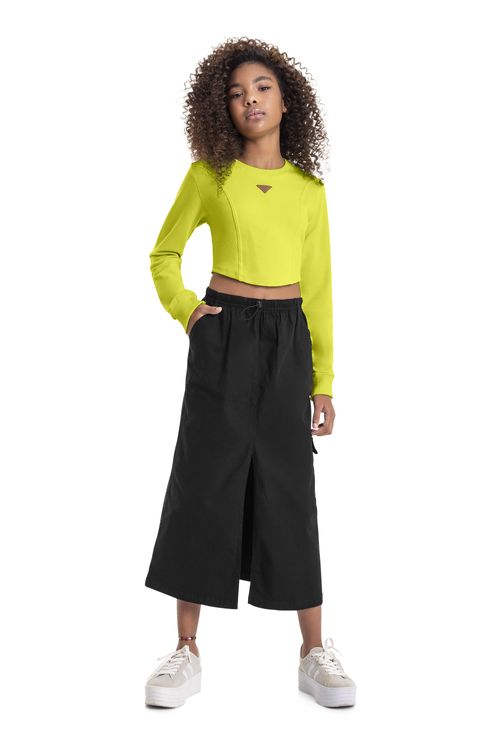 Blusa Cropped em Molecotton Juvenil (Verde) Gloss