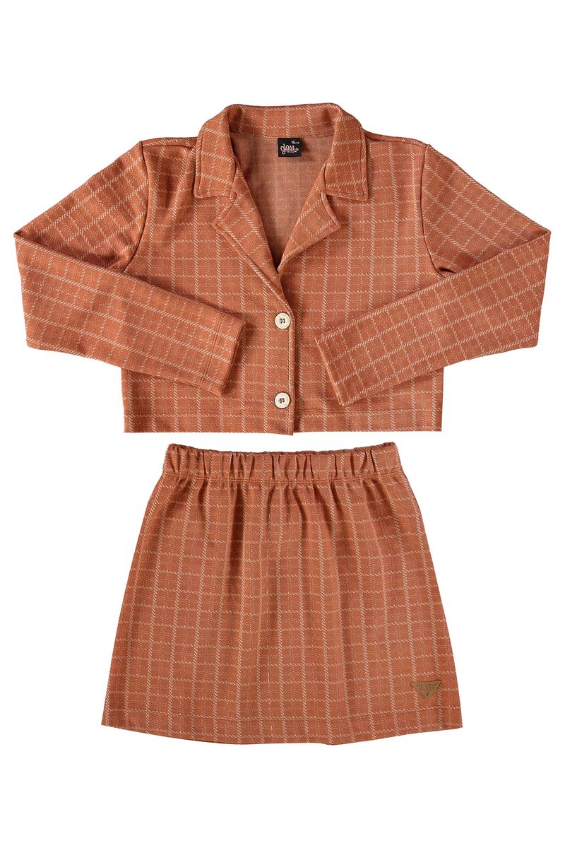 Conjunto-Blazer-Cropped-e-Saia-em-Jacquard-Juvenil--Marrom--Gloss
