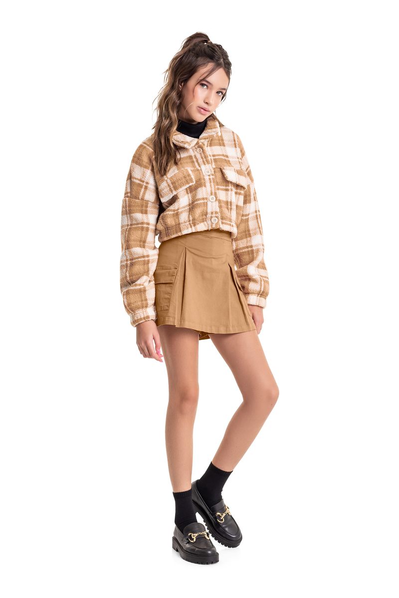 Casaco-Xadrez-em-Plush-Juvenil--Bege--Gloss