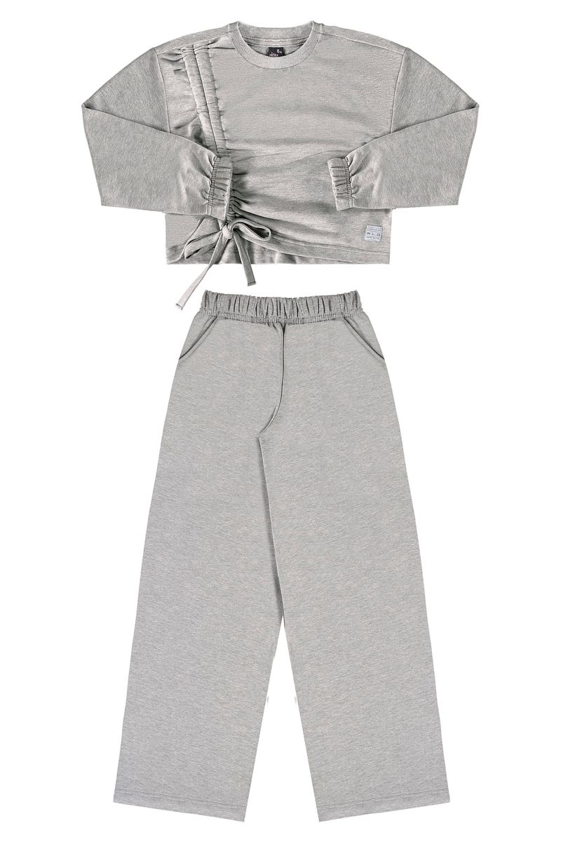 Conjunto-Blusao-e-Calca-Wide-Leg-em-Moletom-Juvenil--Cinza--Gloss
