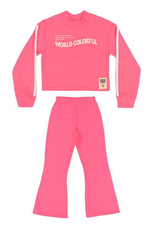 Conjunto Blusão e Calça Infantil Menina (Rosa) Bee Loop