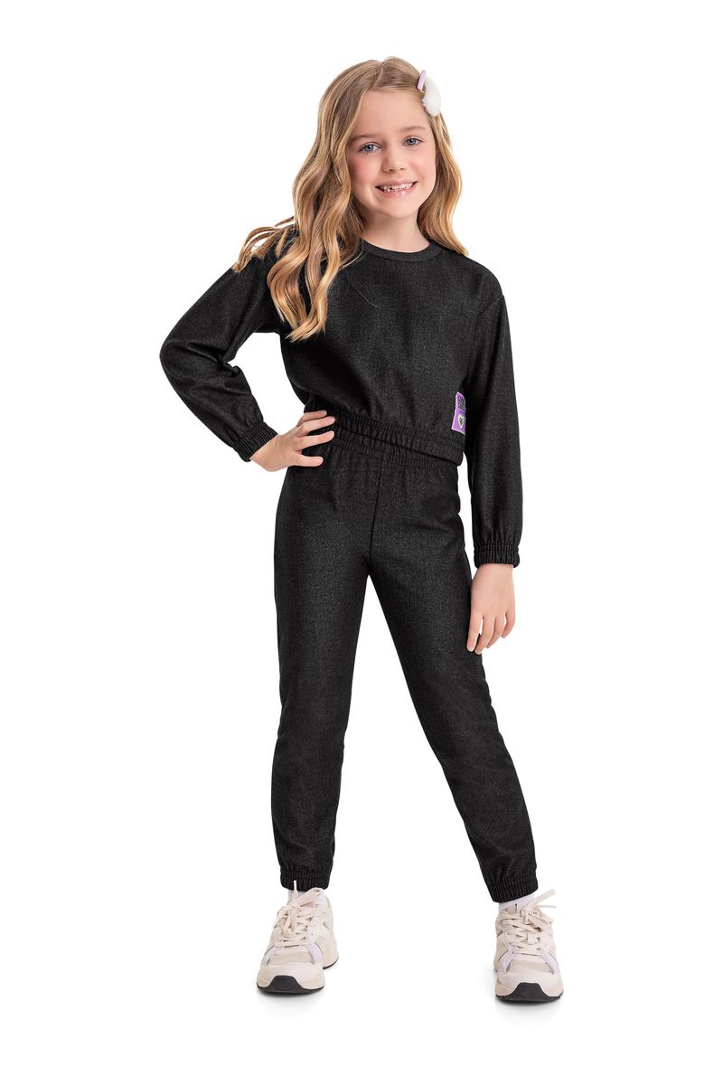 Conjunto-Blusao-Cropped-e-Calca-Infantil-Menina--Preto--Bee-Loop