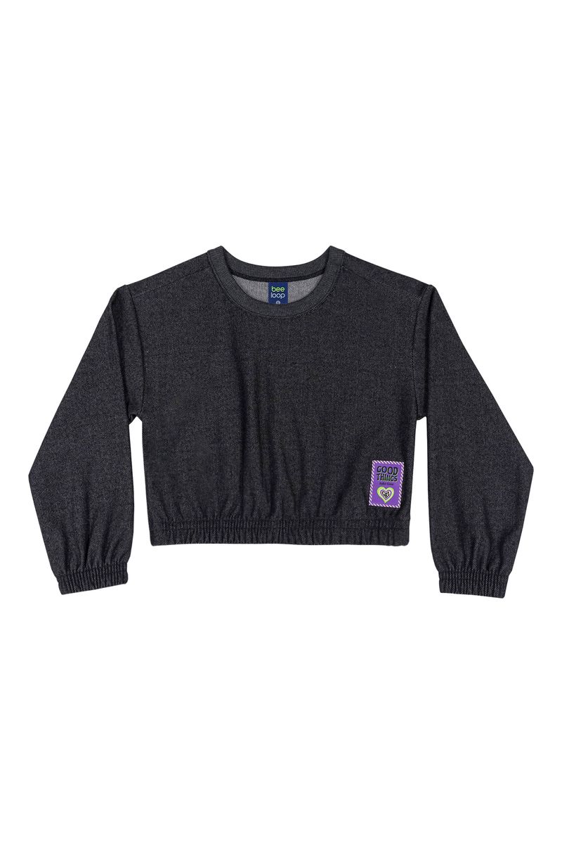 Conjunto-Blusao-Cropped-e-Calca-Infantil-Menina--Preto--Bee-Loop