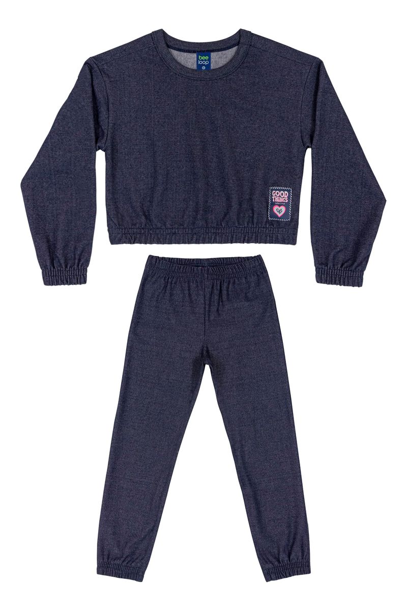 Conjunto-Blusao-Cropped-e-Calca-Infantil-Menina--Azul--Bee-Loop