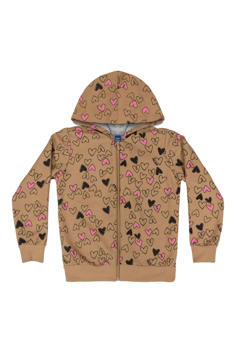 Jaqueta-em-Moletom-Infantil-Menina--Marrom--Bee-Loop