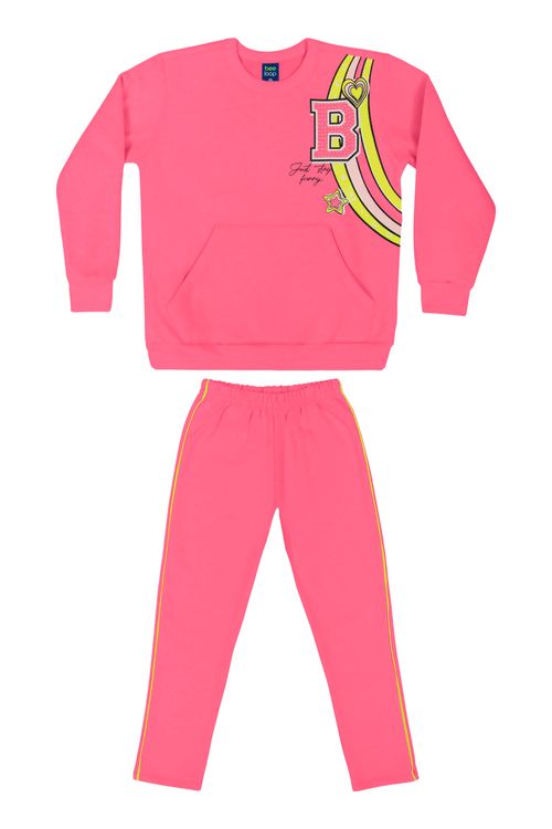 Conjunto Blusão e Legging Infantil Menina (Rosa) Bee Loop