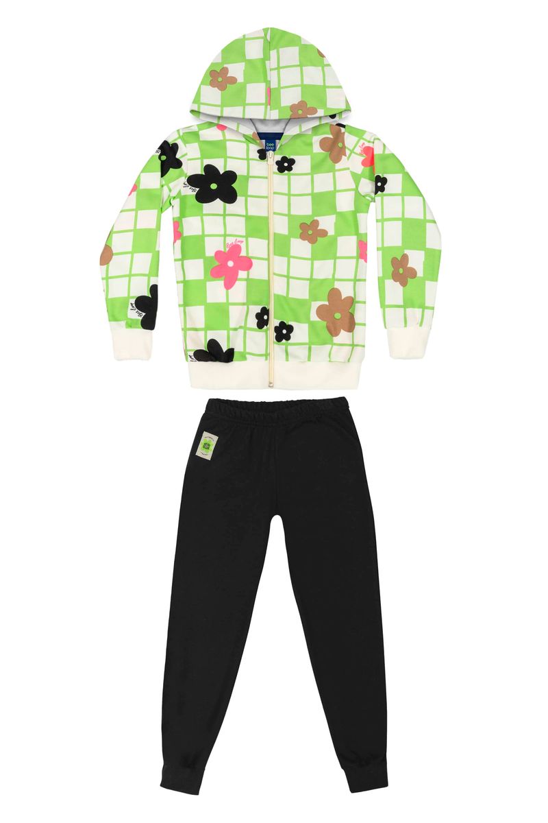 Conjunto-Jaqueta-e-Calca-Infantil-Menina--Verde--Bee-Loop
