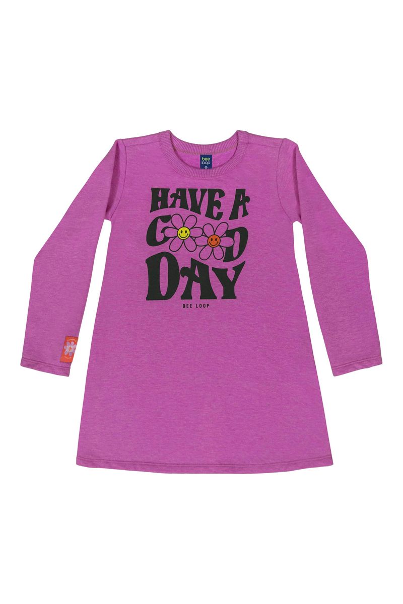 Vestido-de-Manga-Longa-Infantil--Roxo--Bee-Loop