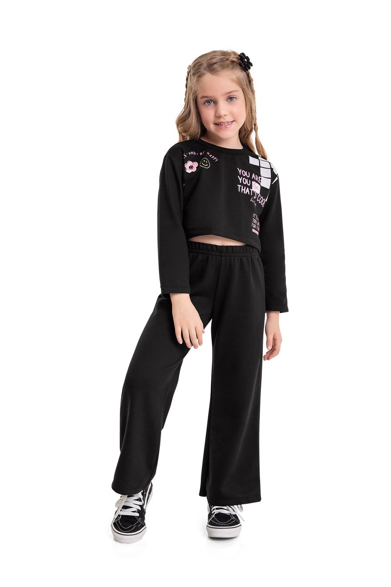 Conjunto-Blusao-Cropped-e-Calca-Infantil-Menina--Preto--Bee-Loop