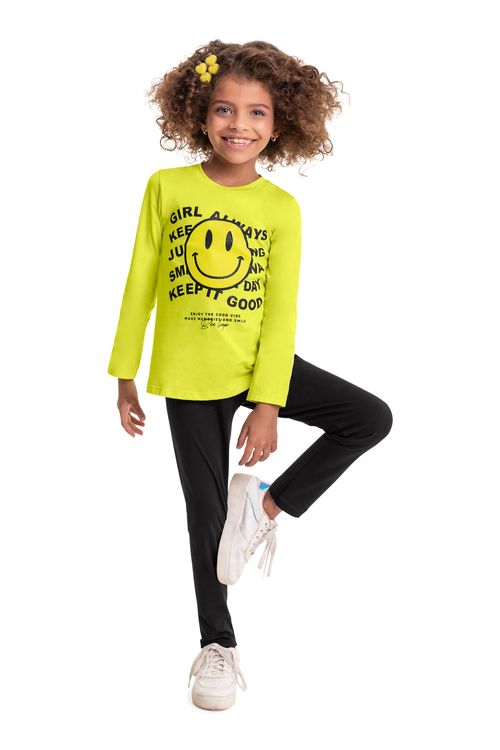 Conjunto Blusa e Legging Infantil Menina (Verde) Bee Loop