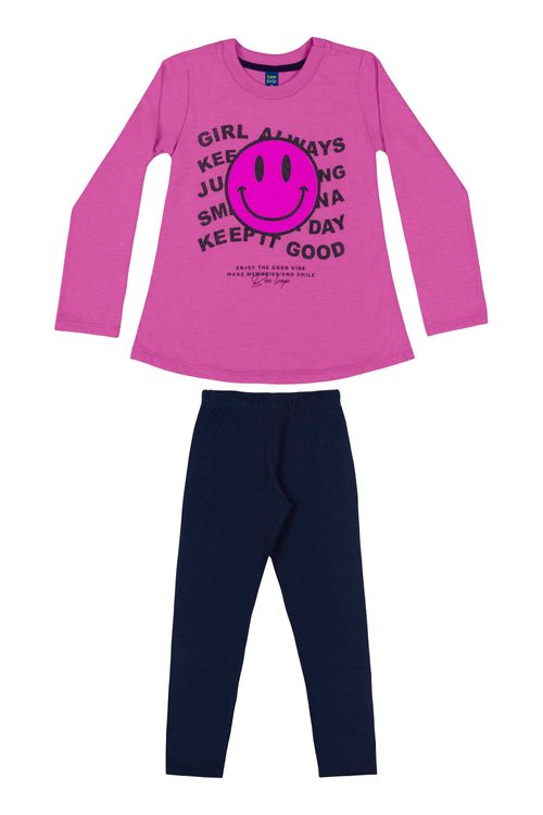 Conjunto Blusa e Legging Infantil Menina (Roxo) Bee Loop