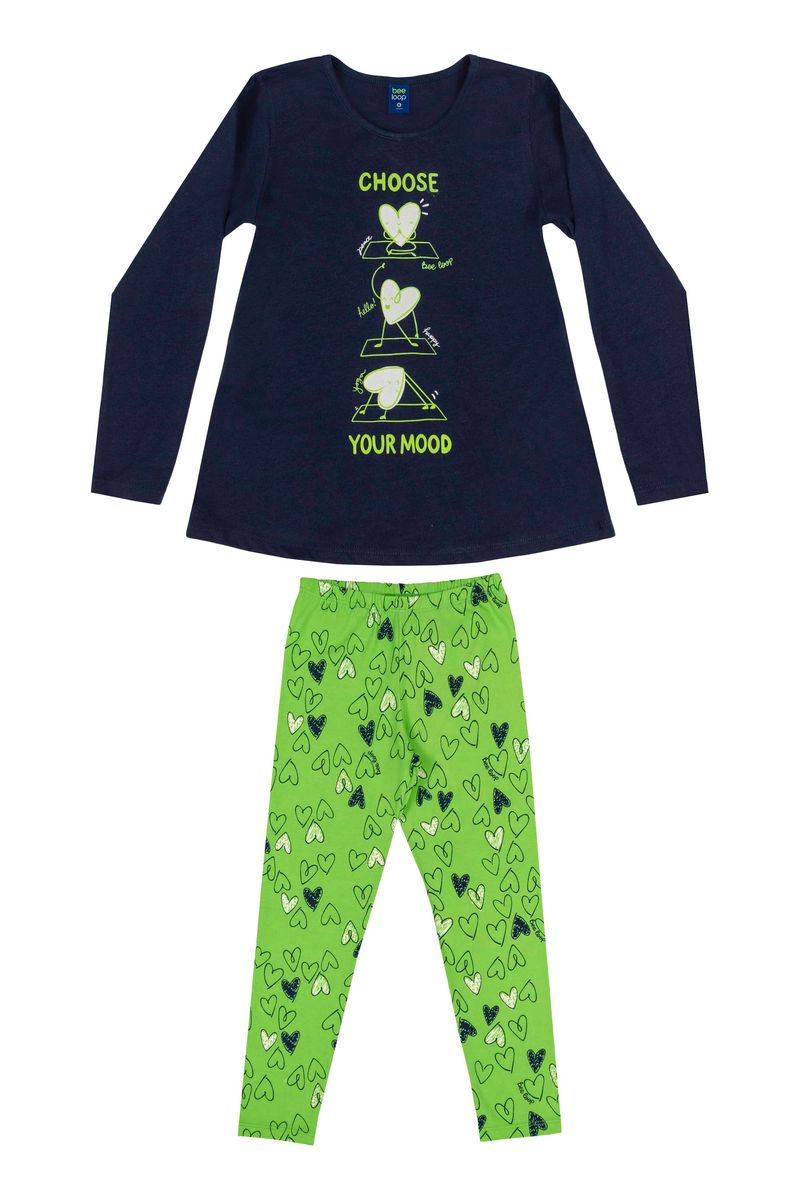 Conjunto-Blusa-e-Calca-Infantil-Menina--Azul-Marinho--Bee-Loop
