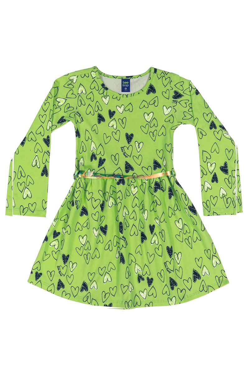 Vestido-Estampado-Infantil--Verde--Bee-Loop