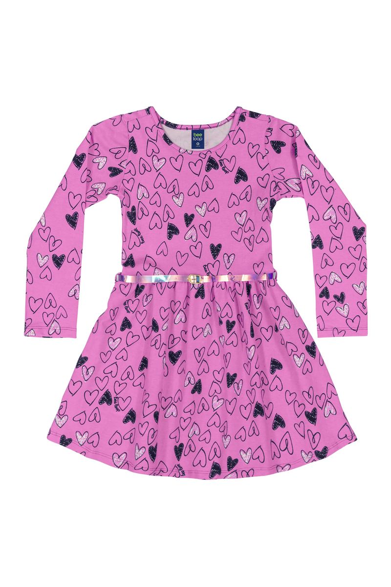 Vestido-Estampado-Infantil--Roxo--Bee-Loop