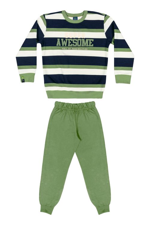 Conjunto Blusão e Calça Infantil Menino (Verde) Bee Loop