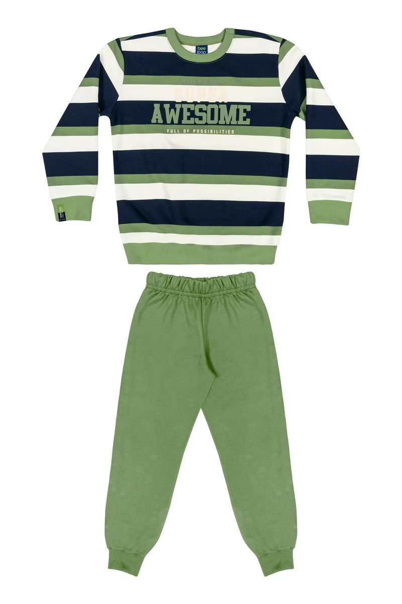 Conjunto-Blusao-e-Calca-Infantil-Menino--Verde--Bee-Loop