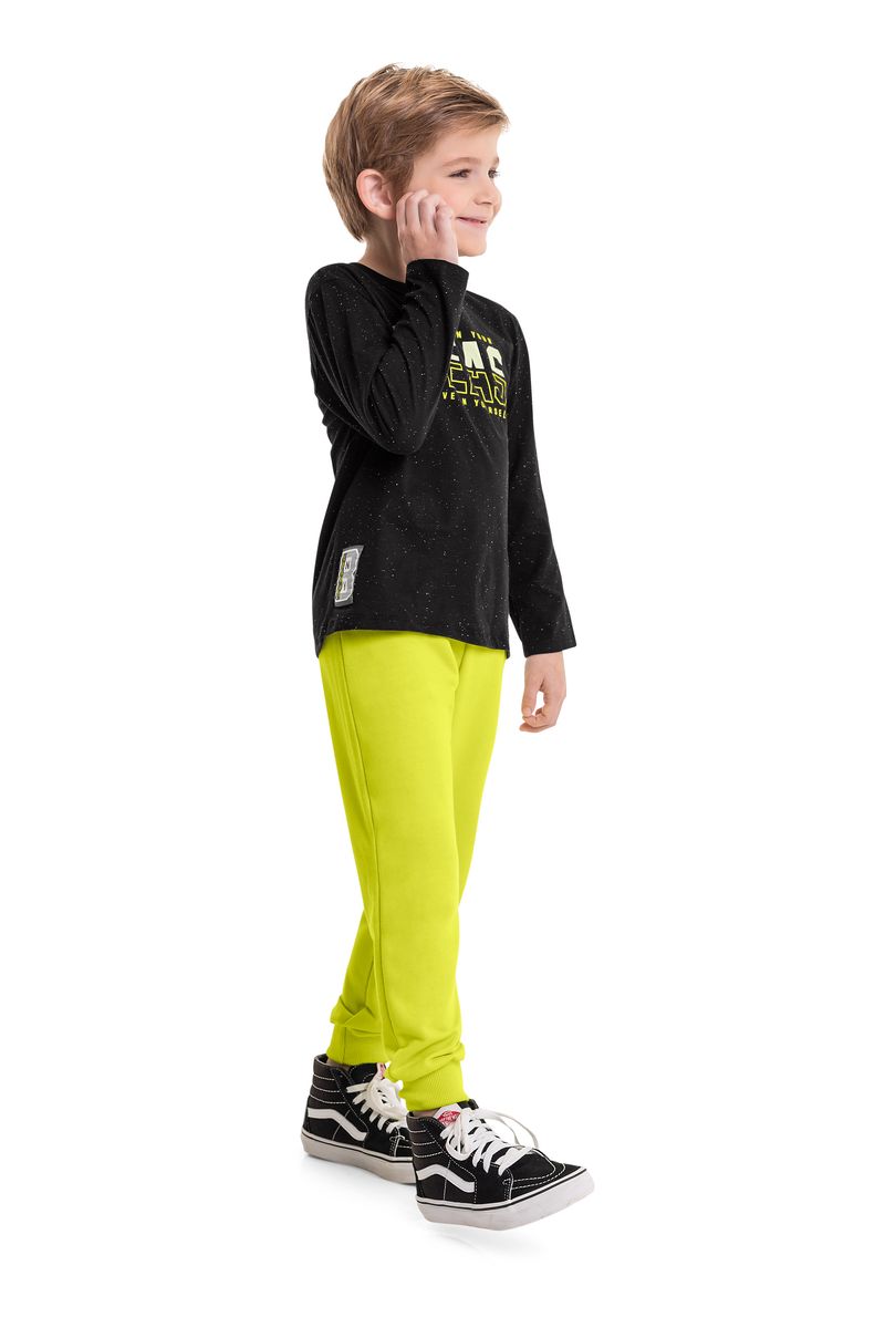 Conjunto-Camiseta-e-Calca-Infantil-Menino--Preto--Bee-Loop