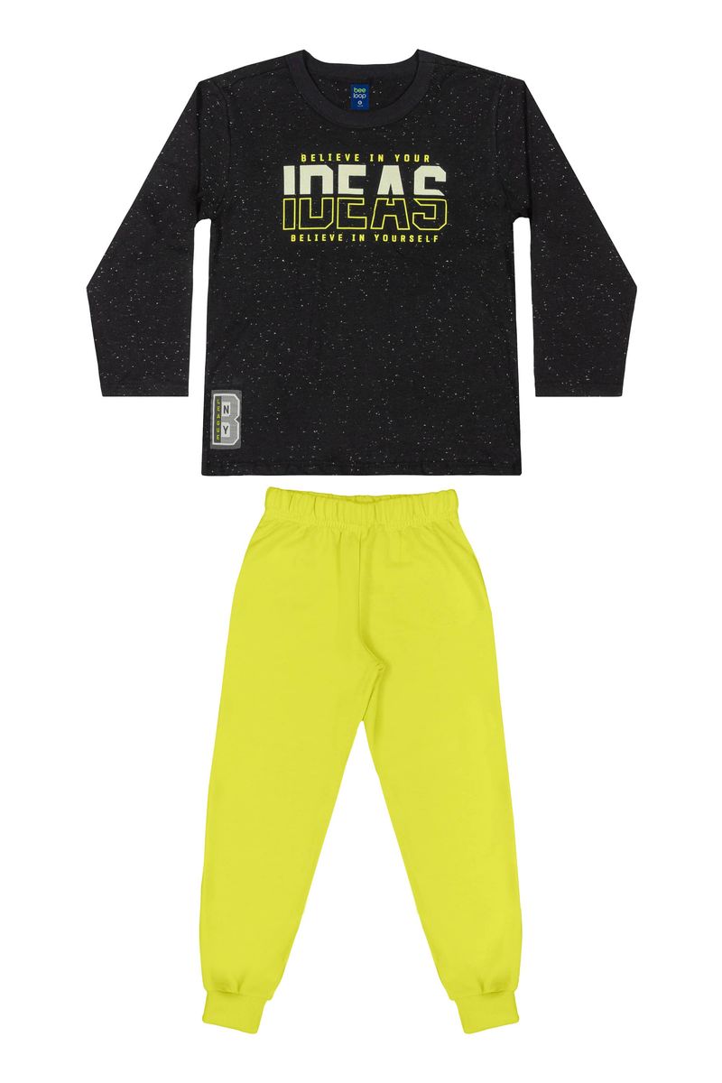 Conjunto-Camiseta-e-Calca-Infantil-Menino--Preto--Bee-Loop
