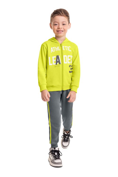 Conjunto Jaqueta e Calça em Moletom Infantil Menino (Verde) Bee Loop