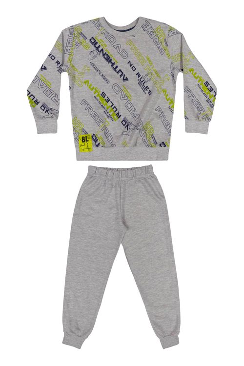 Conjunto Blusão e Calça Infantil Menino (Cinza) Bee Loop