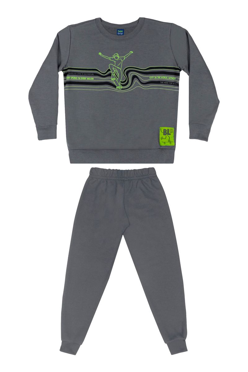 Conjunto-Blusao-e-Calca-Infantil-Menino--Cinza--Bee-Loop