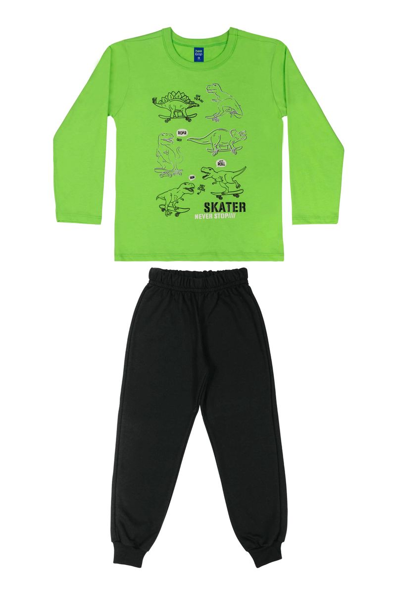 Conjunto-Camiseta-e-Calca-Infantil-Menino--Verde--Bee-Loop
