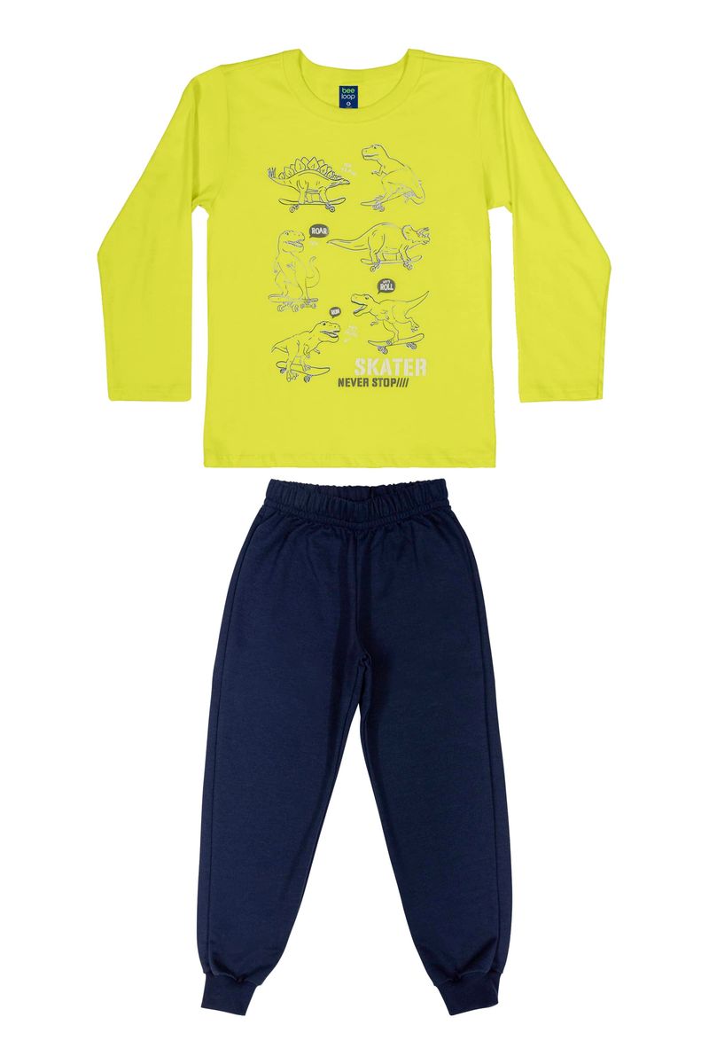 Conjunto-Camiseta-e-Calca-Infantil-Menino--Verde-Claro--Bee-Loop