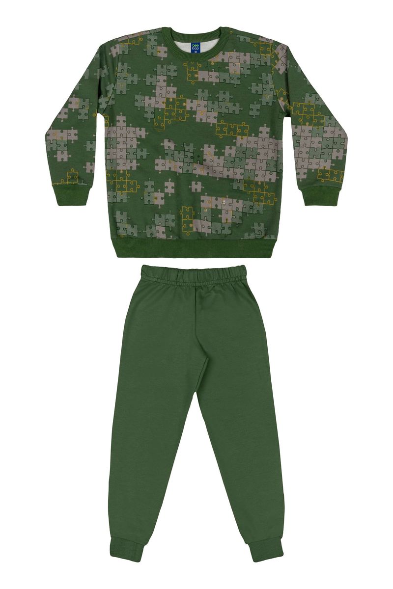 Conjunto-Blusao-e-Calca-Infantil-Menino--Verde--Bee-Loop