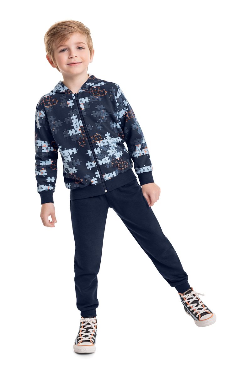 Jaqueta-em-Moletom-Peluciado-Infantil-Menino--Azul-Marinho--Bee-Loop