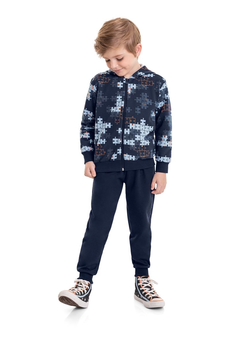 Jaqueta-em-Moletom-Peluciado-Infantil-Menino--Azul-Marinho--Bee-Loop