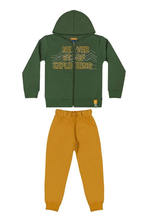 Conjunto Jaqueta e Calça em Moletom Infantil Menino (Verde) Bee Loop