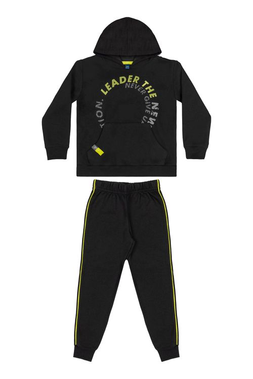 Conjunto Blusão e Calça Infantil Menino (Preto) Bee Loop