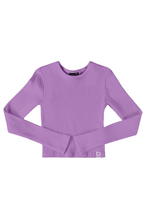 Blusa Cropped Básica em Ribana Canelada Juvenil (Roxo) Gloss