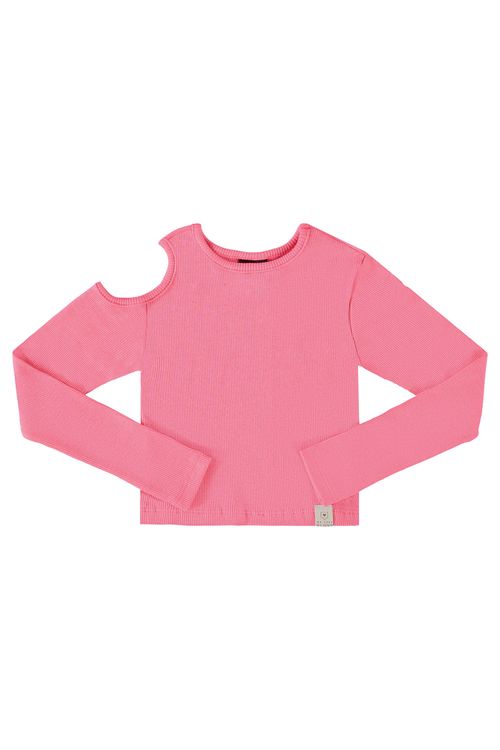 Blusa Cropped Básica em Ribaninha Juvenil (Rosa Pink) Gloss