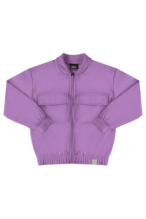 Jaqueta Básica em Moletom Juvenil (Roxo) Gloss