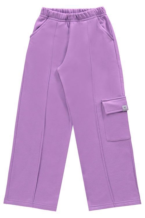 Calça Wide Leg Básica em Moletom Juvenil (Roxo) Gloss