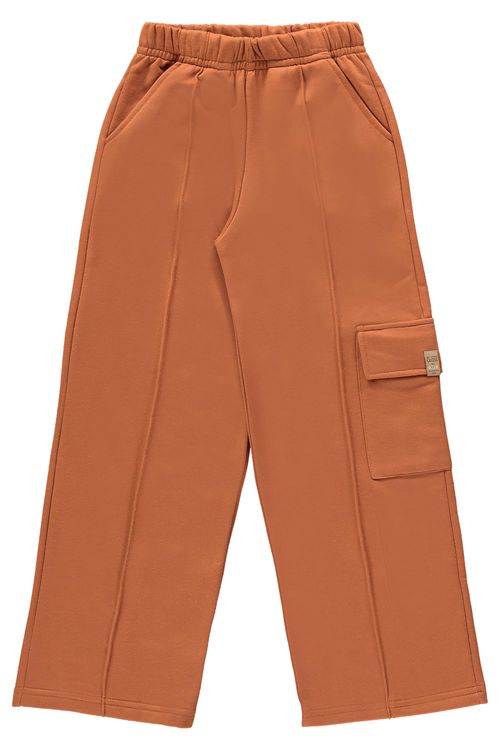 Calça Wide Leg Básica em Moletom Juvenil (Marrom) Gloss