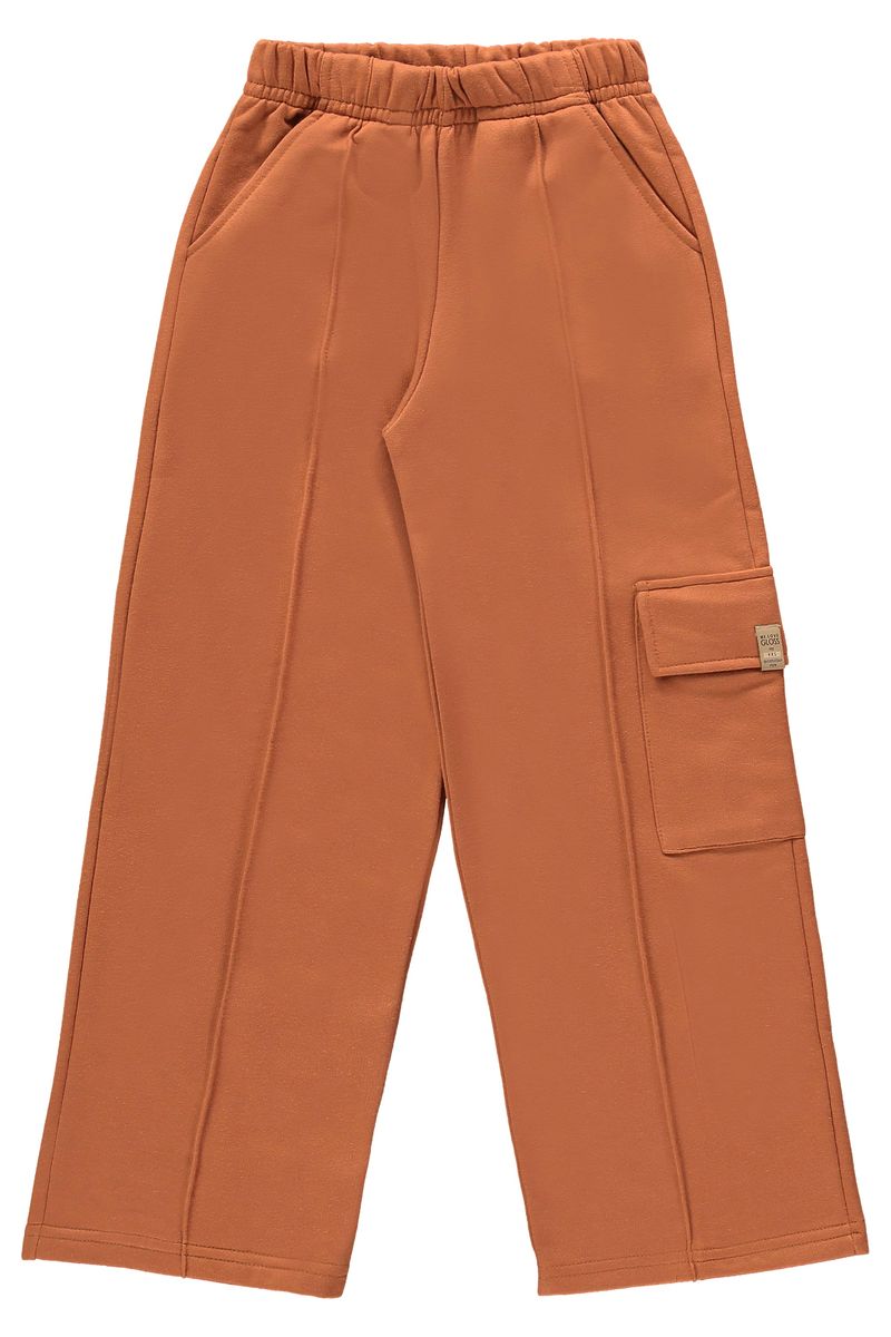Calca-Wide-Leg-Basica-em-Moletom-Juvenil--Marrom--Gloss