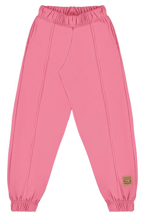 Calça Básica em Moletom Juvenil (Rosa) Gloss