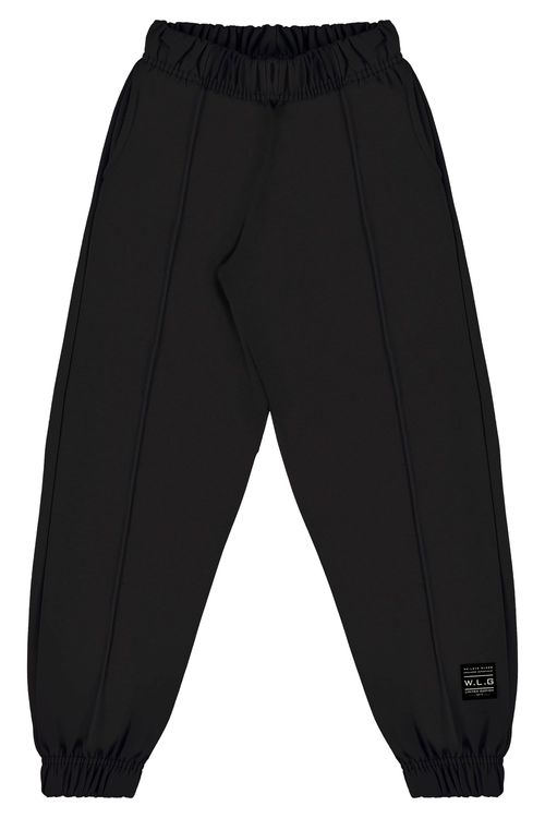 Calça Básica em Moletom Juvenil (Preto) Gloss