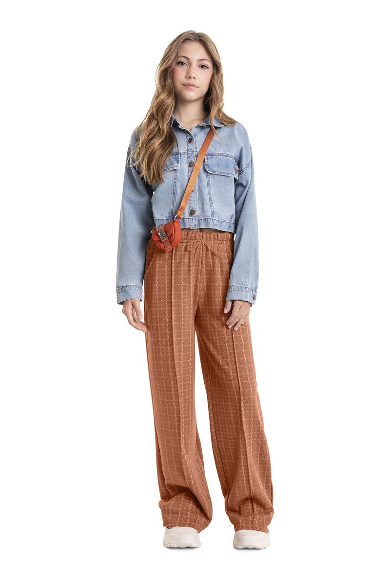 Calca-Xadrez-em-Malha-Jacquard-Juvenil--Marrom--Gloss