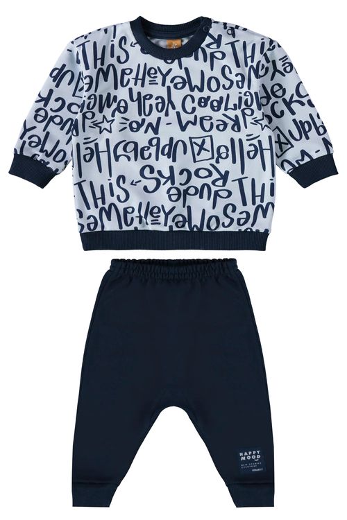 Conjunto para Bebê Menino com Casaco e Calça em Moletom (Azul) Up Baby