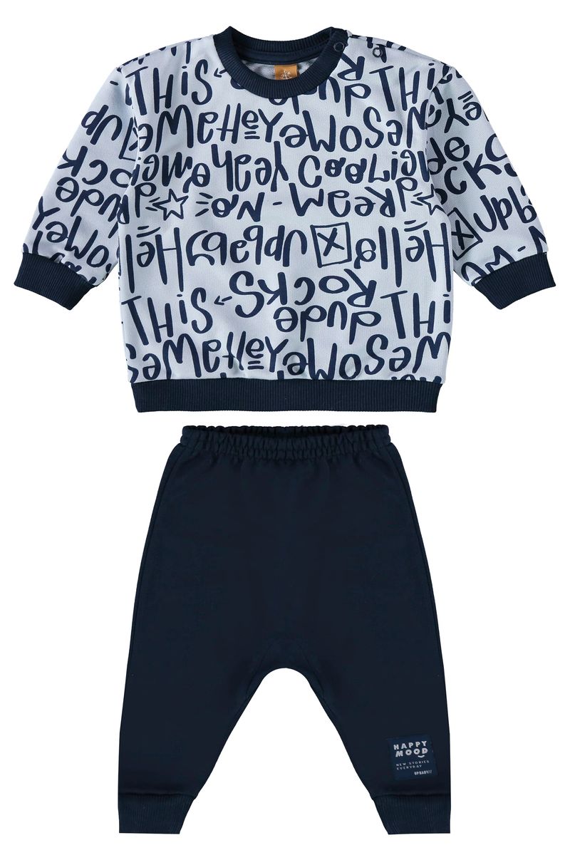 Conjunto-para-Bebe-Menino-com-Casaco-e-Calca-em-Moletom--Azul--Up-Baby