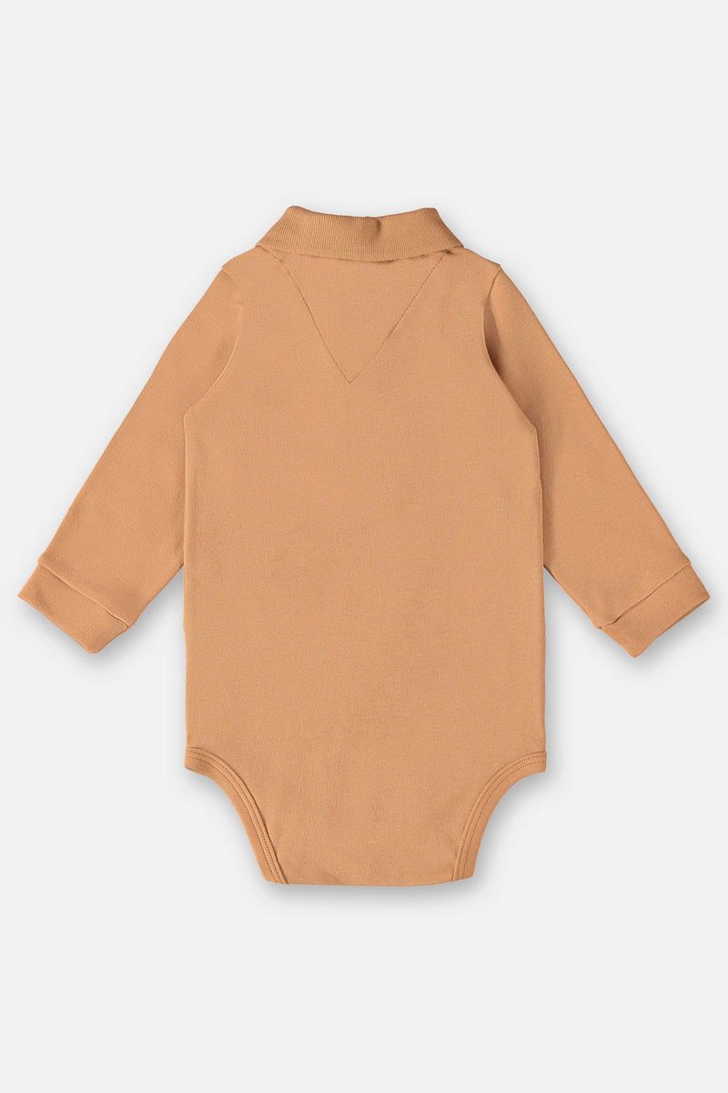 Body-Polo-Manga-Longa-para-Bebe-Menino--Marrom--Up-Baby