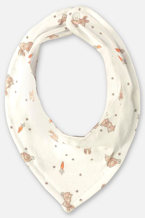 Babador Bandana Dupla Face em Suedine para Bebê Menino (Off White) Up Baby