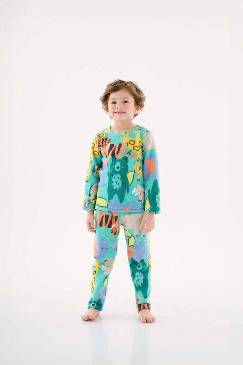 Pijama em Malha Soft Unissex Infantil (Verde) Up Baby