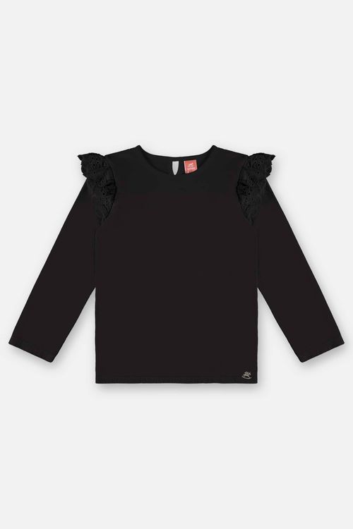 Blusa Básica Infantil Menina (Preto) Up Baby