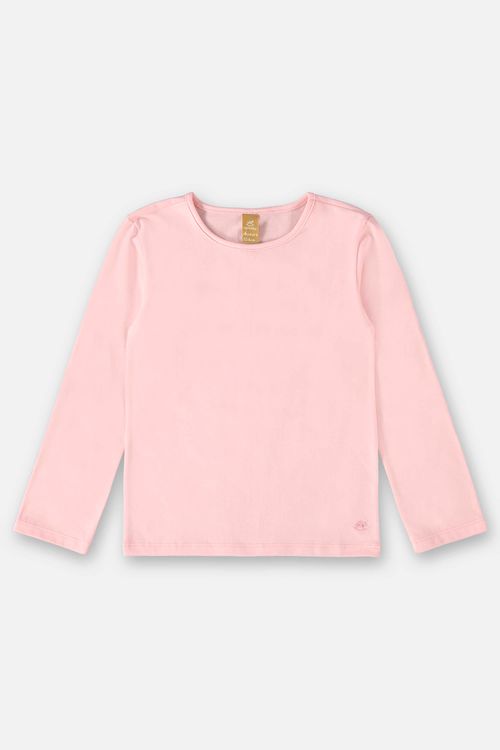 Blusa Manga Longa em Cotton Infantil Menina (Rosa Claro) Up Baby
