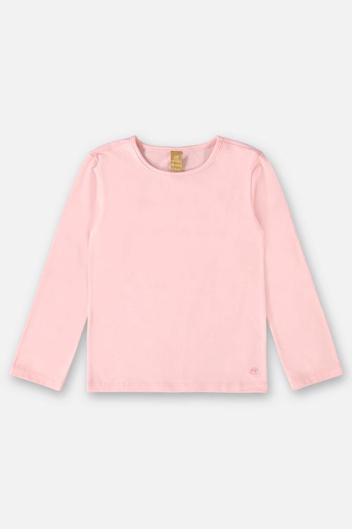 Blusa Manga Longa em Cotton Infantil Menina (Rosa Claro) Up Baby